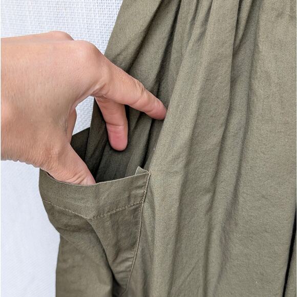 Free People Skirt Womens XS Khaki Cotton Wrap Style Tie Waist A-line Midi - Picture 5 of 9